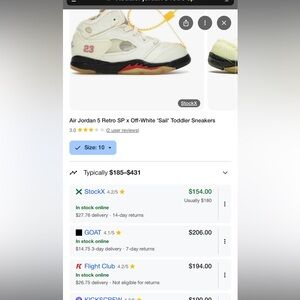 Air Jordan 5 Retro SP x Off-White 'Sail' Toddler Sneakers